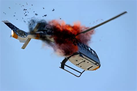 a helicopter crashed and burned